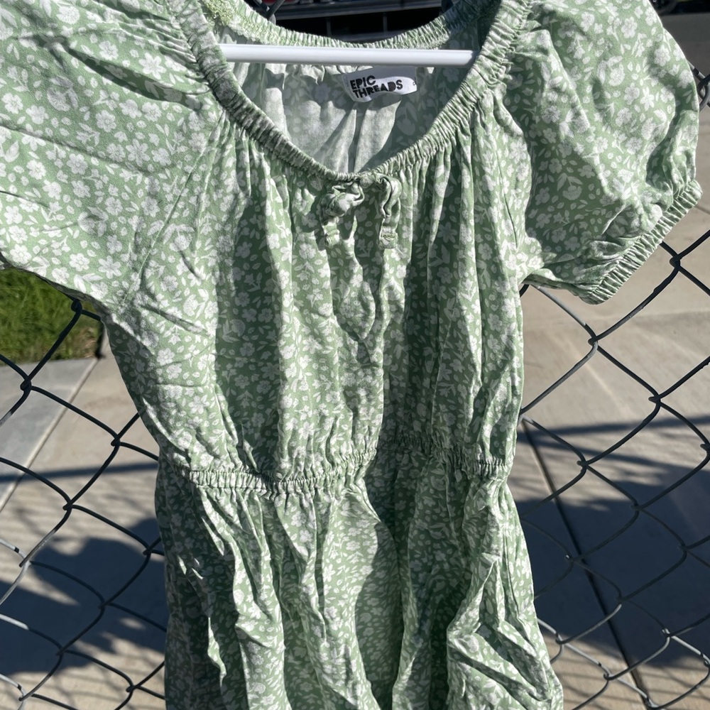 Epic Threads Light Green Floral Dress
